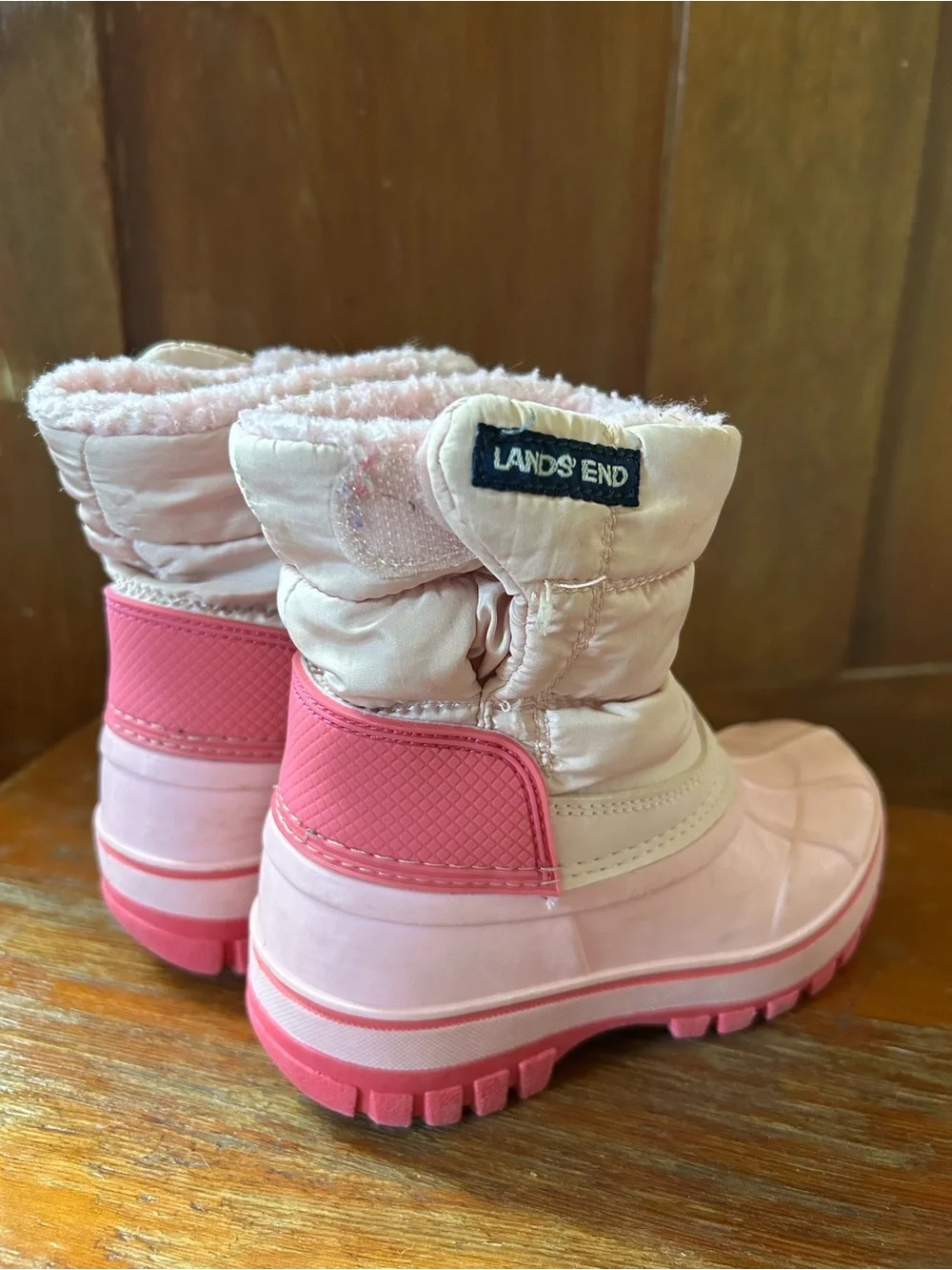 Lands' End Pink and Light Pink Girls' Insulated Snow Boots